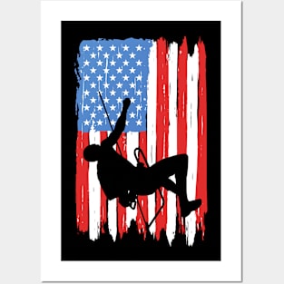 American Flag Climbing Graphic Posters and Art